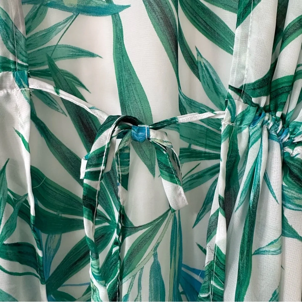 Portocruz Tropical Beach Pool Cover Up Kimono White Blue Green Size L NWT - Picture 4 of 6